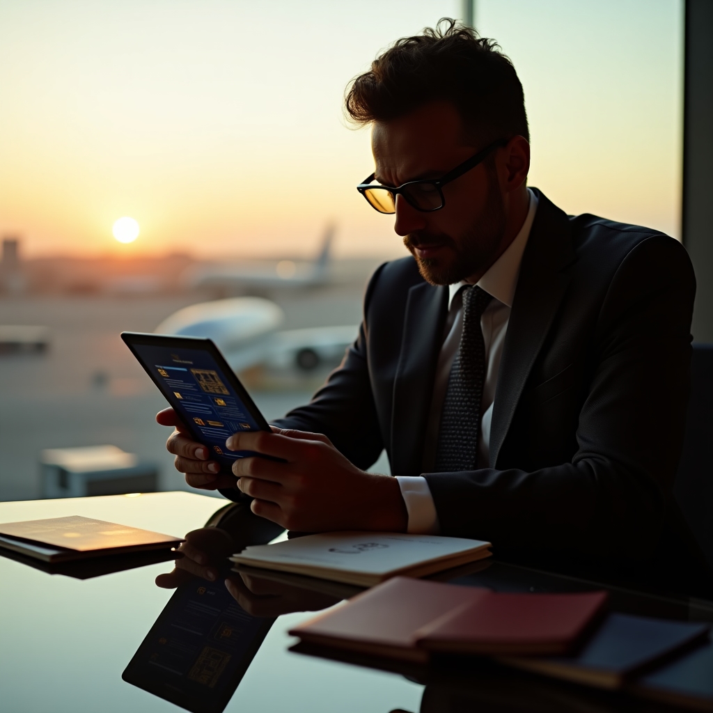 Persona comparando opciones de tarifa móvil para viajes