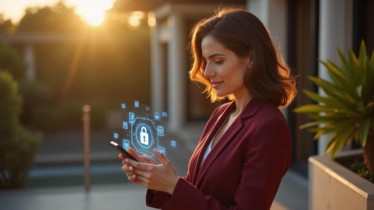 Profesional configurando opciones de seguridad en dispositivo móvil